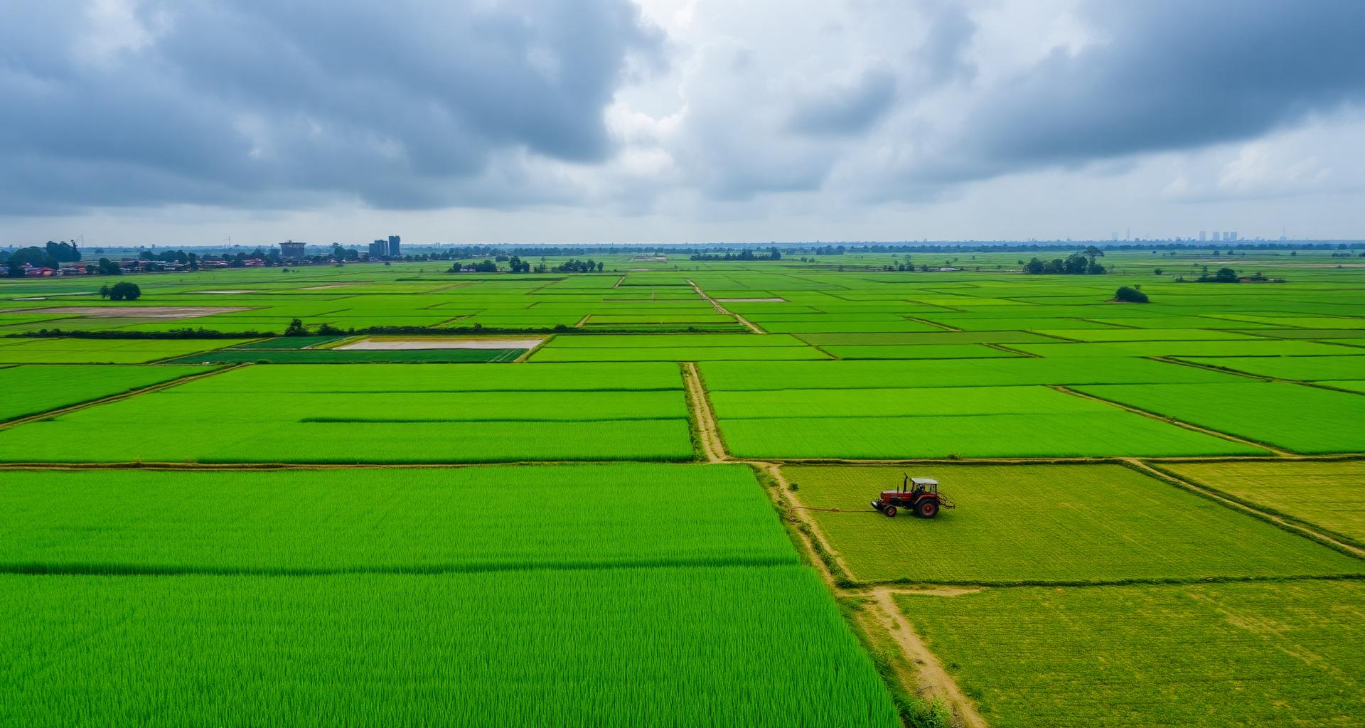 Aerial view of paddy fields
